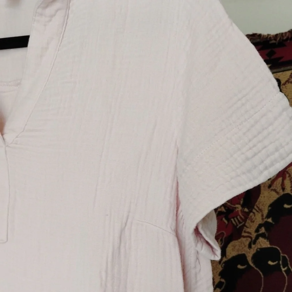Three Dots Cotton Double Gauze Light Pink Dress - Picture 3 of 6